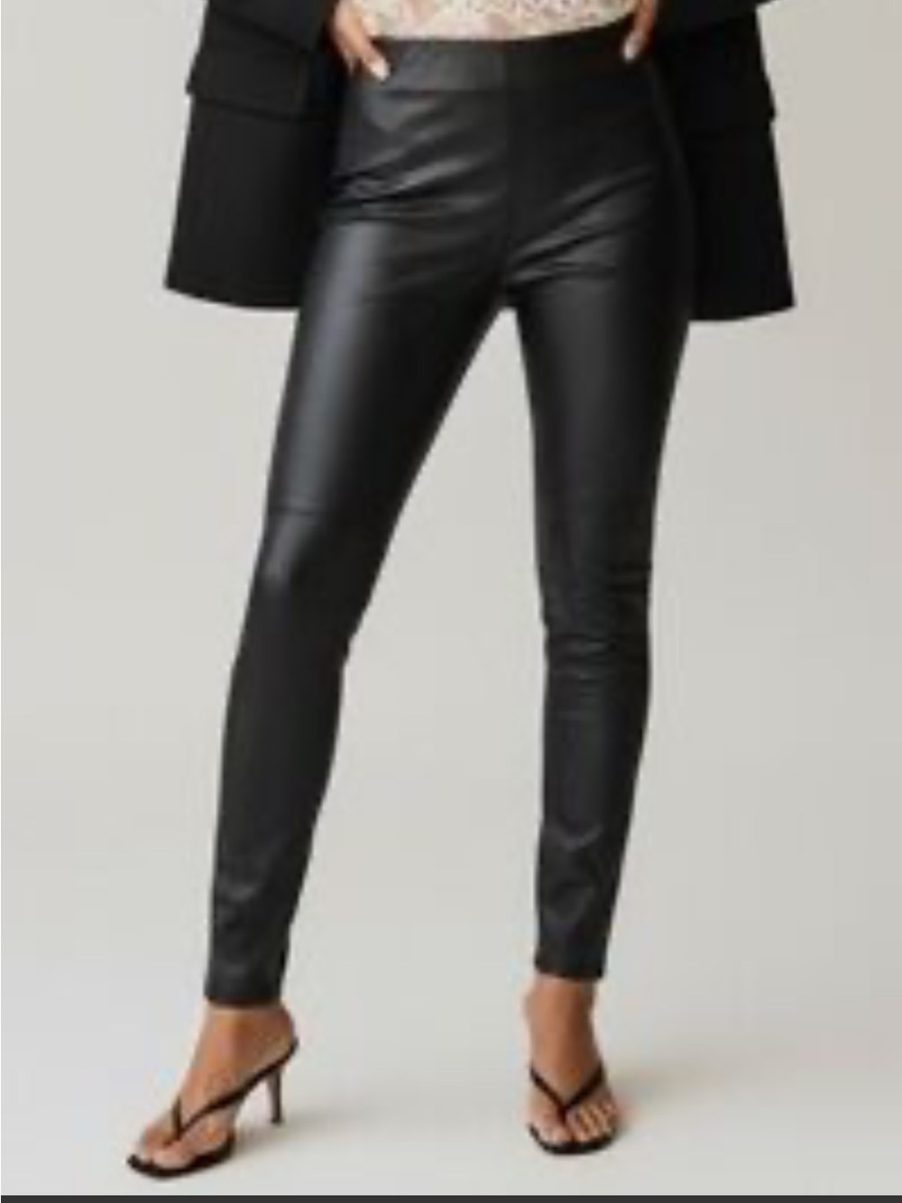 NWOT Reitmans Mixed Media Faux Leather Ponte Leggings Black - Size 12
